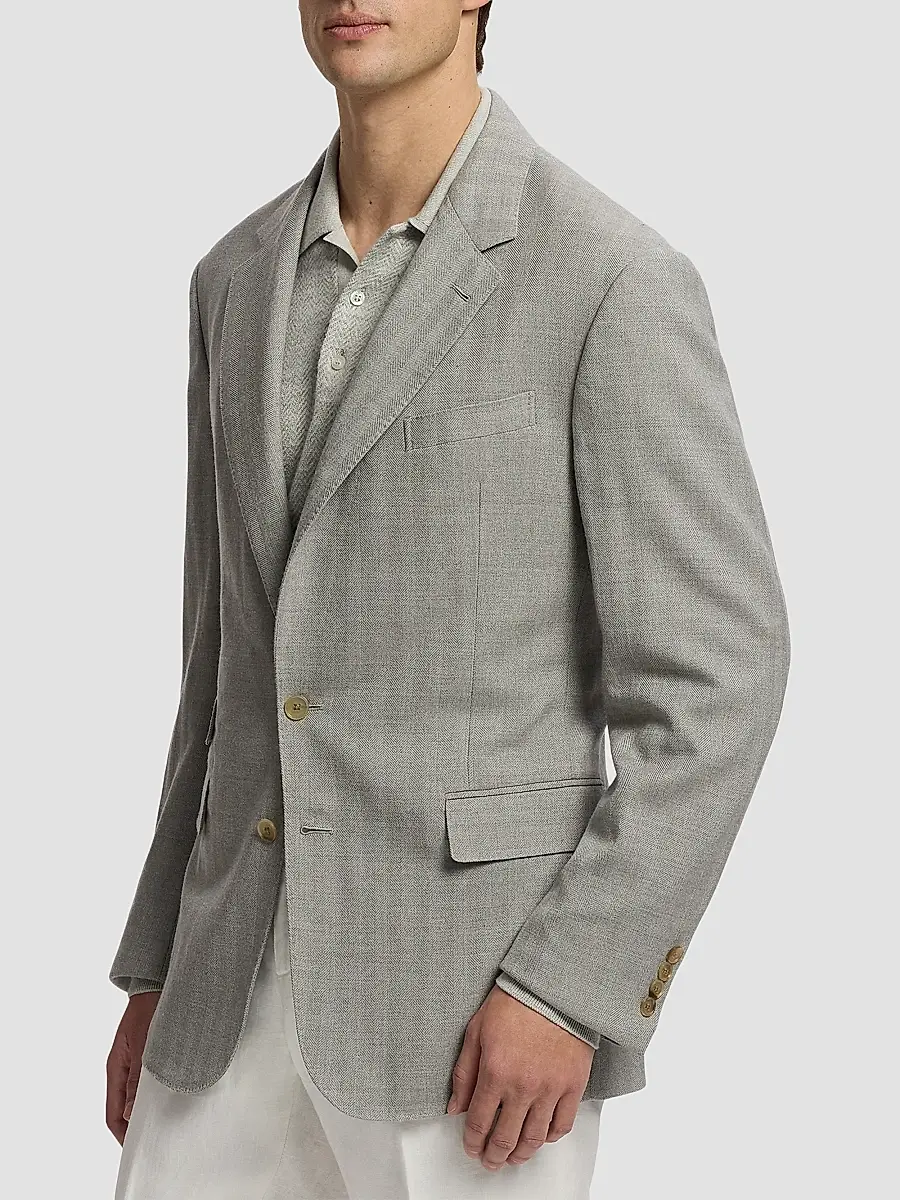 Ralph Lauren Purple Label Men's Herringbone Cashmere-Wool Single-Breasted Sportcoat | Thumbnail 7