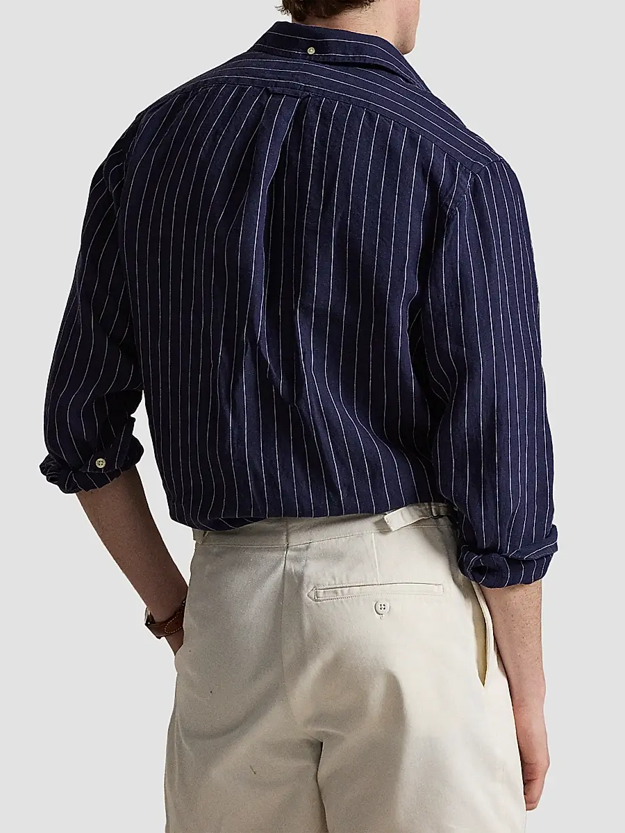 Polo Ralph Lauren Men's Classic-Fit Striped Linen Pocket Shirt | Thumbnail 3 Polo Ralph Lauren Men's Classic-Fit Striped Linen Pocket Shirt | Thumbnail 3