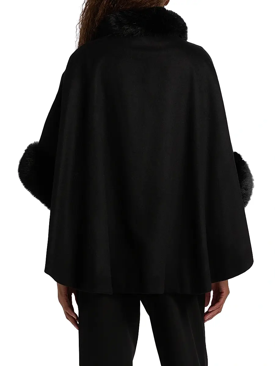 Sofia Cashmere Women's Faux-Fur Cashmere Belted Cape | Thumbnail 5 Sofia Cashmere Women's Faux-Fur Cashmere Belted Cape | Thumbnail 5