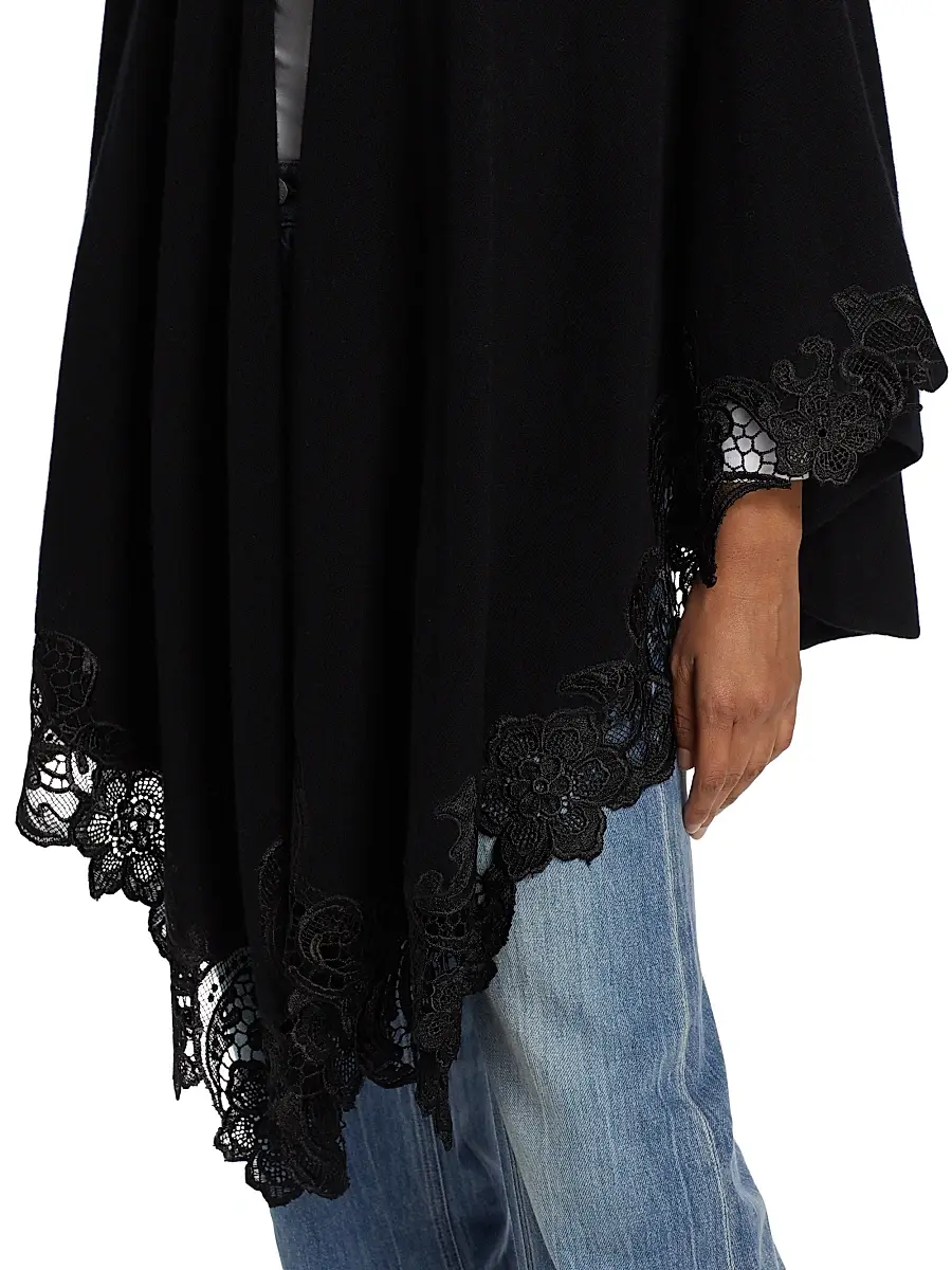 Sofia Cashmere Women's Lace-Trim Cashmere Knit Cape | Thumbnail 6