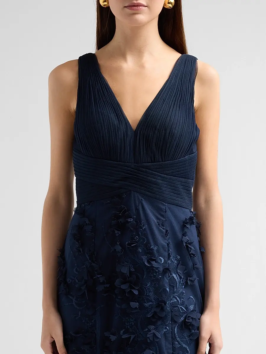 Aidan Mattox Women's Flower Appliqué Mermaid Gown | Thumbnail 5 Aidan Mattox Women's Flower Appliqué Mermaid Gown | Thumbnail 5