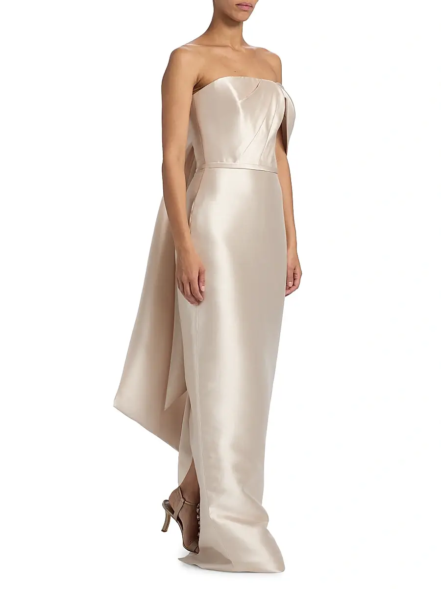 Amsale Women's Satin One-Shoulder Column Gown | Thumbnail 2 Amsale Women's Satin One-Shoulder Column Gown | Thumbnail 2