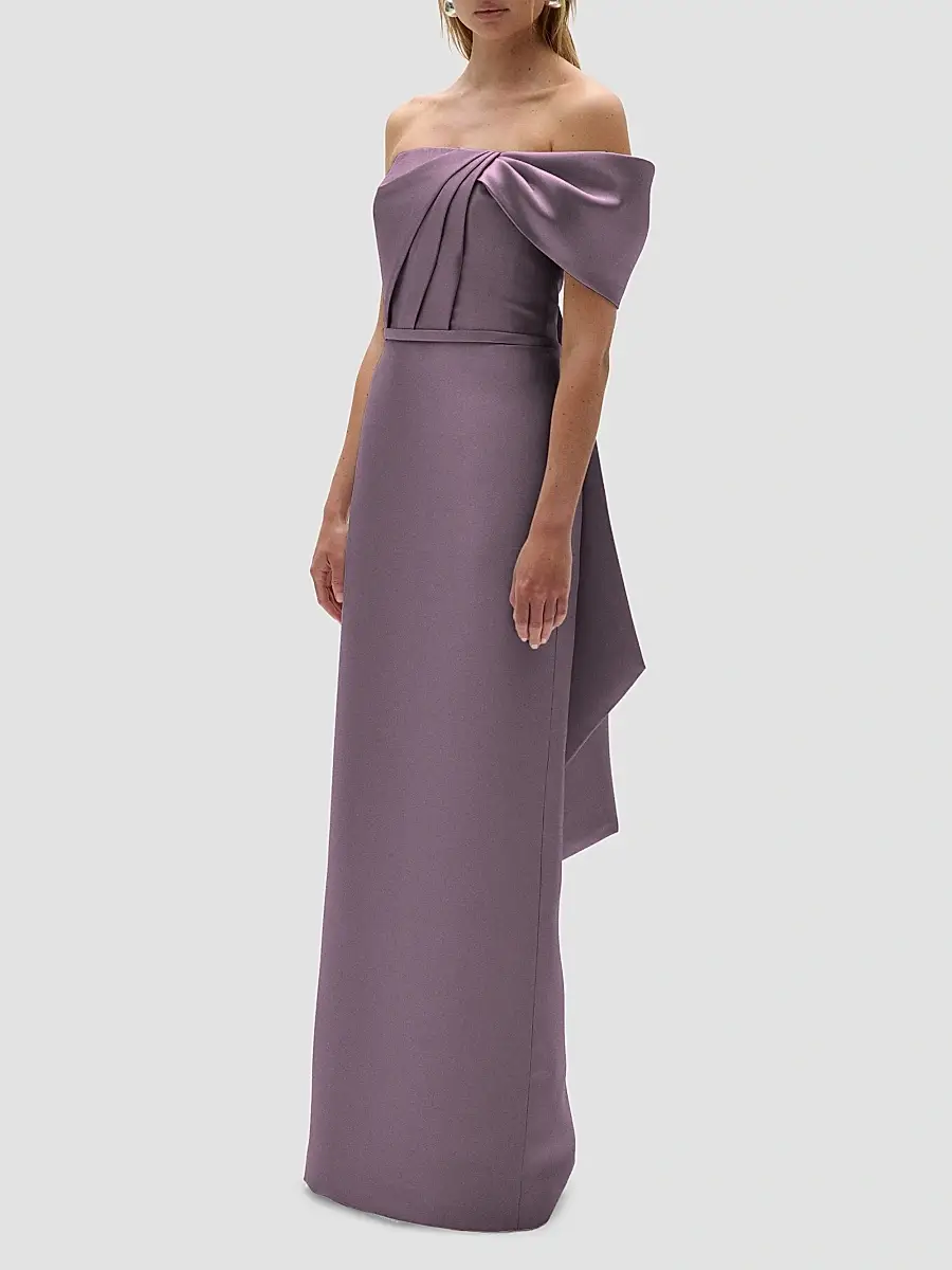 Amsale Women's Satin One-Shoulder Column Gown | Thumbnail 5 Amsale Women's Satin One-Shoulder Column Gown | Thumbnail 5