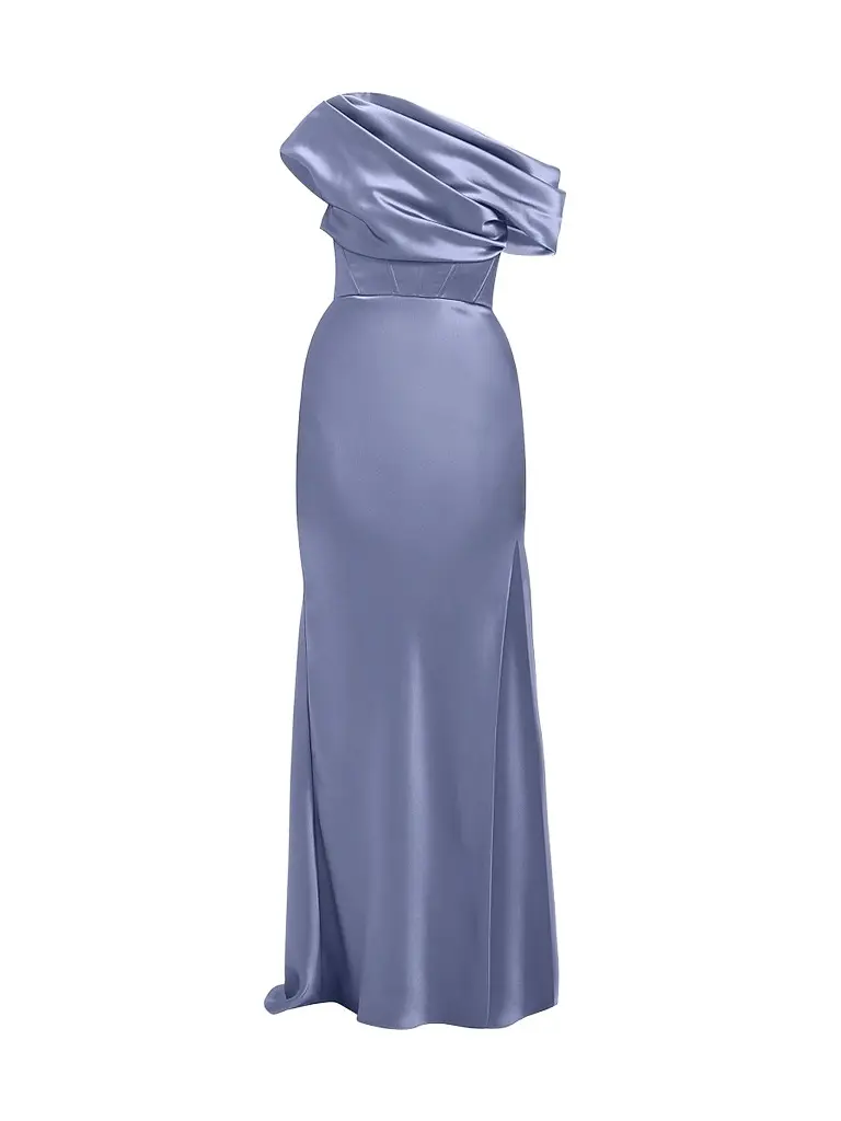 Amsale Women's Satin One-Shoulder Gown - Slate | Image 1 Amsale Women's Satin One-Shoulder Gown - Slate | Image 1