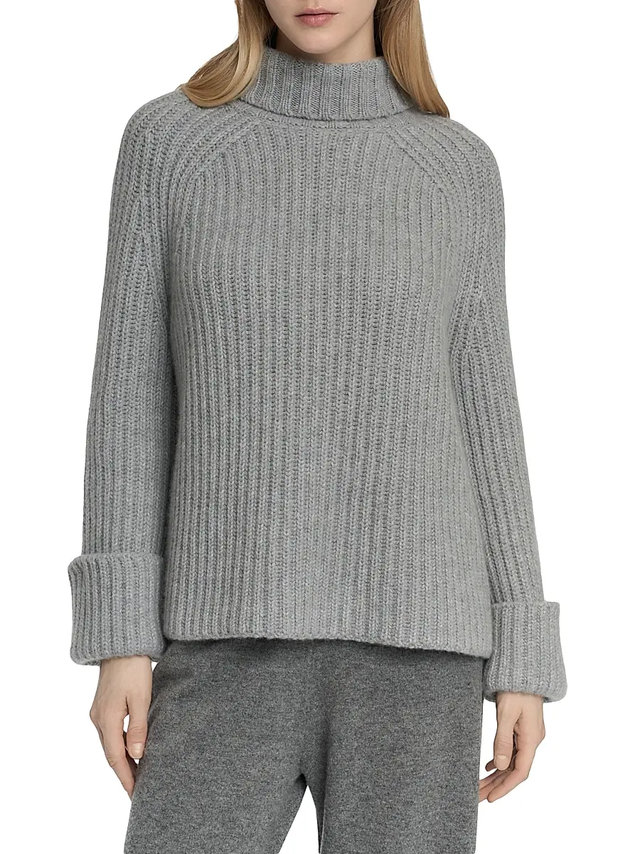 Malo Women's Rib-Knit Cashmere Raglan Turtleneck Sweater | Thumbnail 4 Malo Women's Rib-Knit Cashmere Raglan Turtleneck Sweater | Thumbnail 4