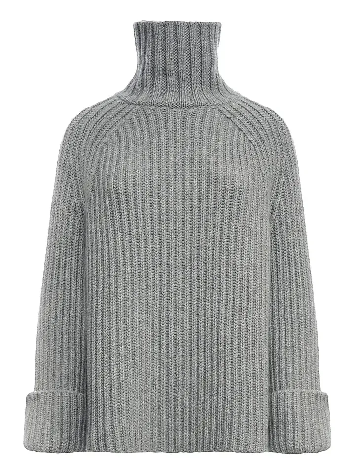 Women's Rib-Knit Cashmere Raglan Turtleneck Sweater Women's Rib-Knit Cashmere Raglan Turtleneck Sweater