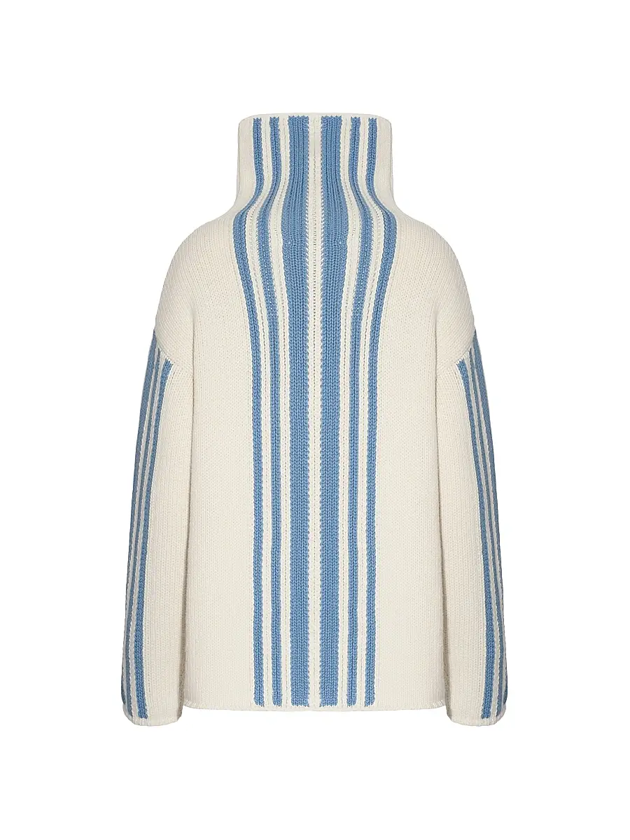 Malo Women's Striped Wool-Cashmere Oversized Turtleneck | Thumbnail 3 Malo Women's Striped Wool-Cashmere Oversized Turtleneck | Thumbnail 3