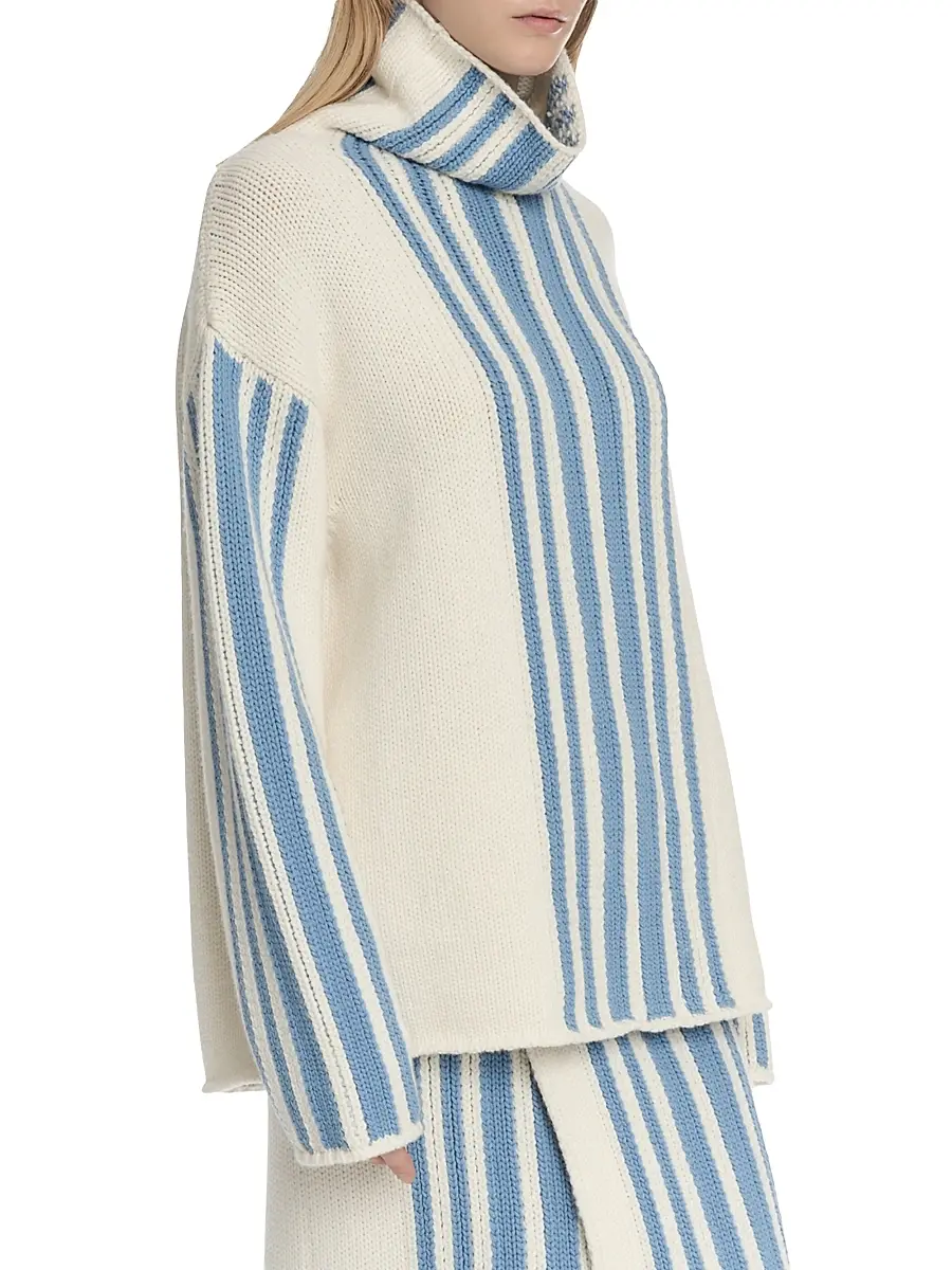 Malo Women's Striped Wool-Cashmere Oversized Turtleneck | Thumbnail 5 Malo Women's Striped Wool-Cashmere Oversized Turtleneck | Thumbnail 5