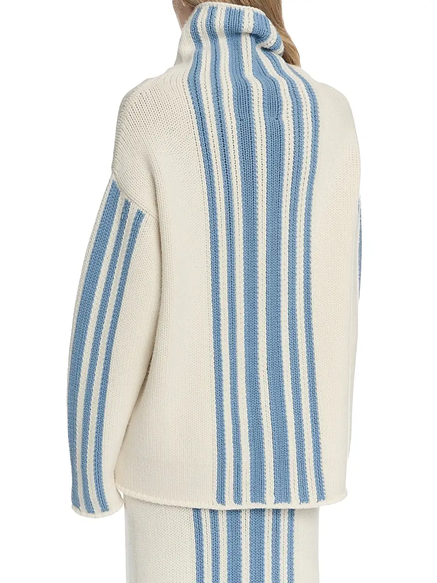 Malo Women's Striped Wool-Cashmere Oversized Turtleneck | Thumbnail 6 Malo Women's Striped Wool-Cashmere Oversized Turtleneck | Thumbnail 6