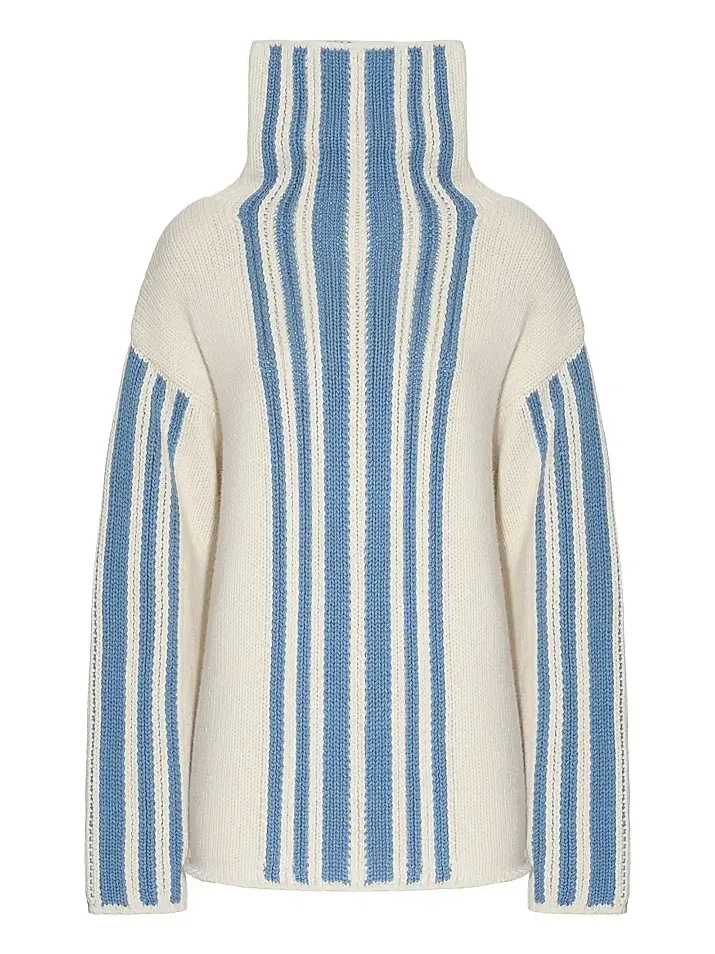 Women's Striped Wool-Cashmere Oversized Turtleneck Women's Striped Wool-Cashmere Oversized Turtleneck