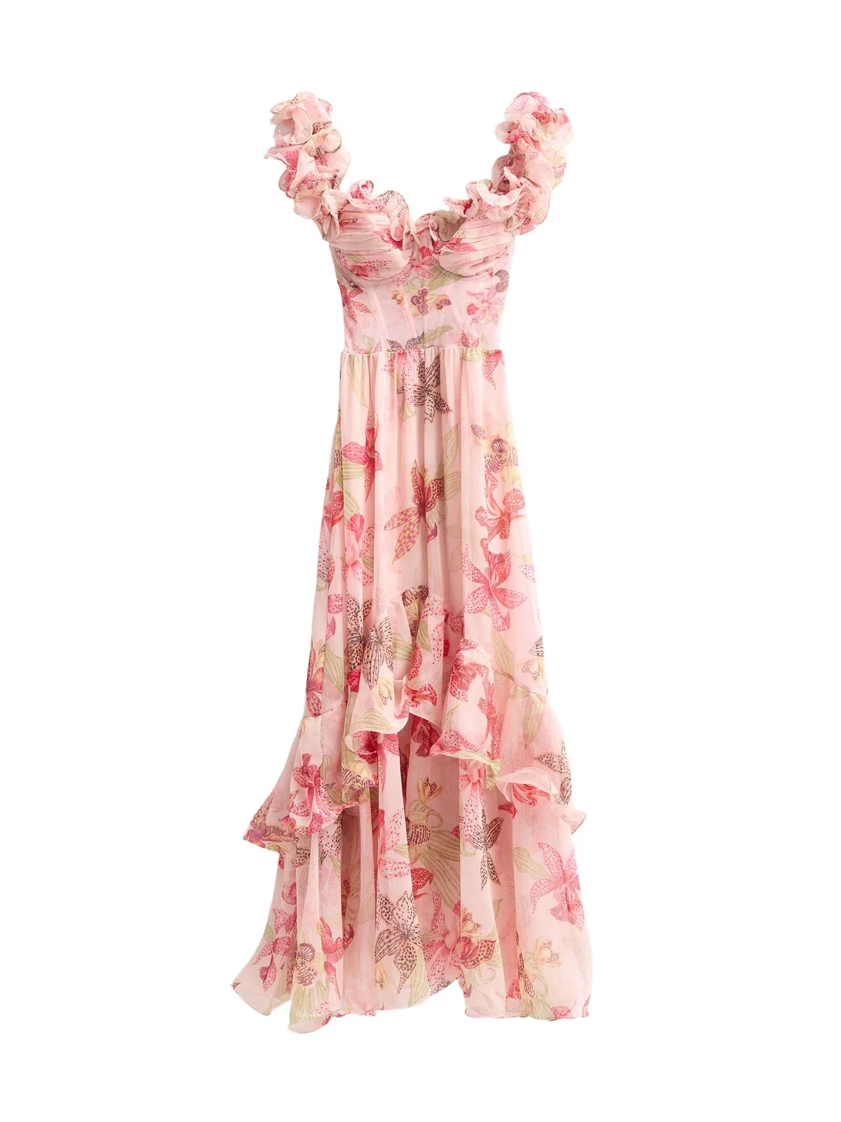 Women's Orchid Bloom Chiffon Corset Midi Dress Women's Orchid Bloom Chiffon Corset Midi Dress