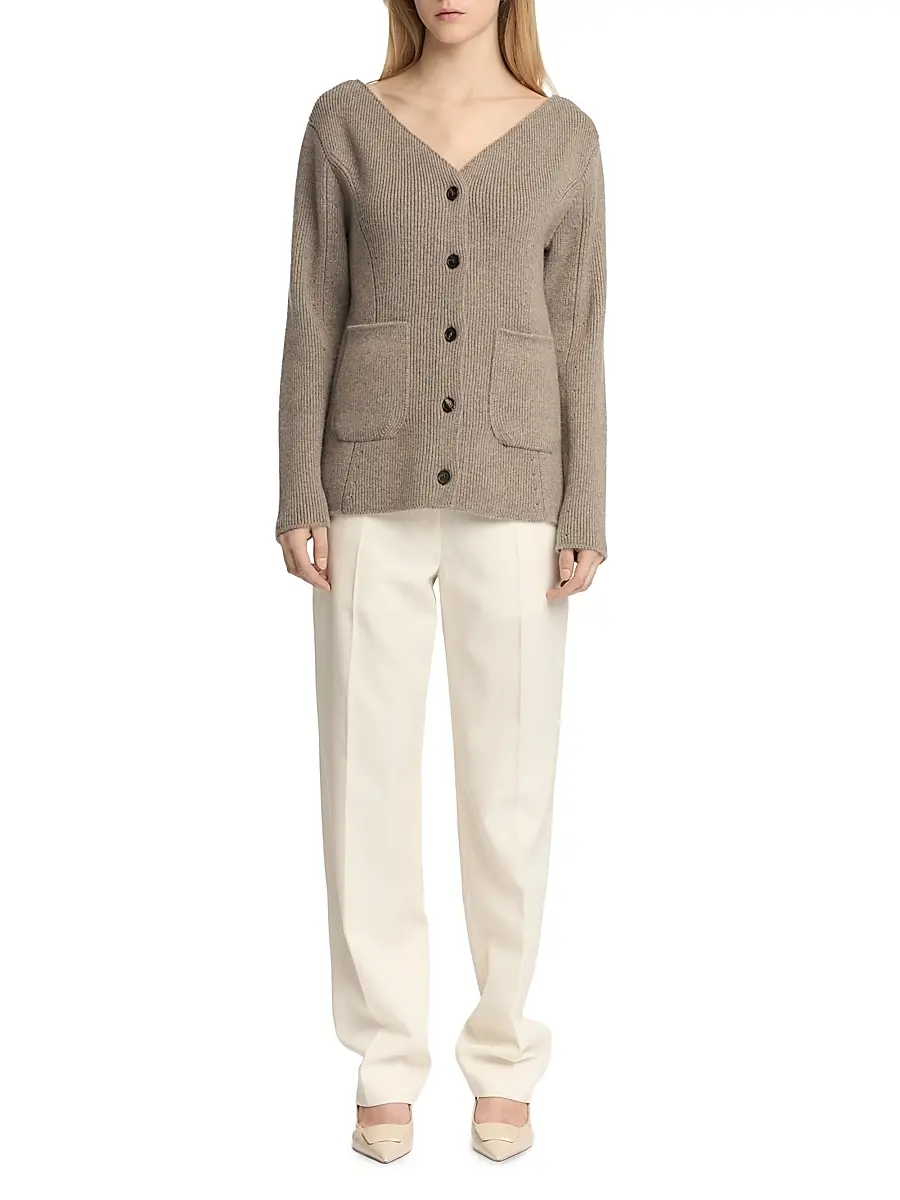 Malo Women's Rib-Knit Cashmere Pocket Cardigan | Thumbnail 2 Malo Women's Rib-Knit Cashmere Pocket Cardigan | Thumbnail 2