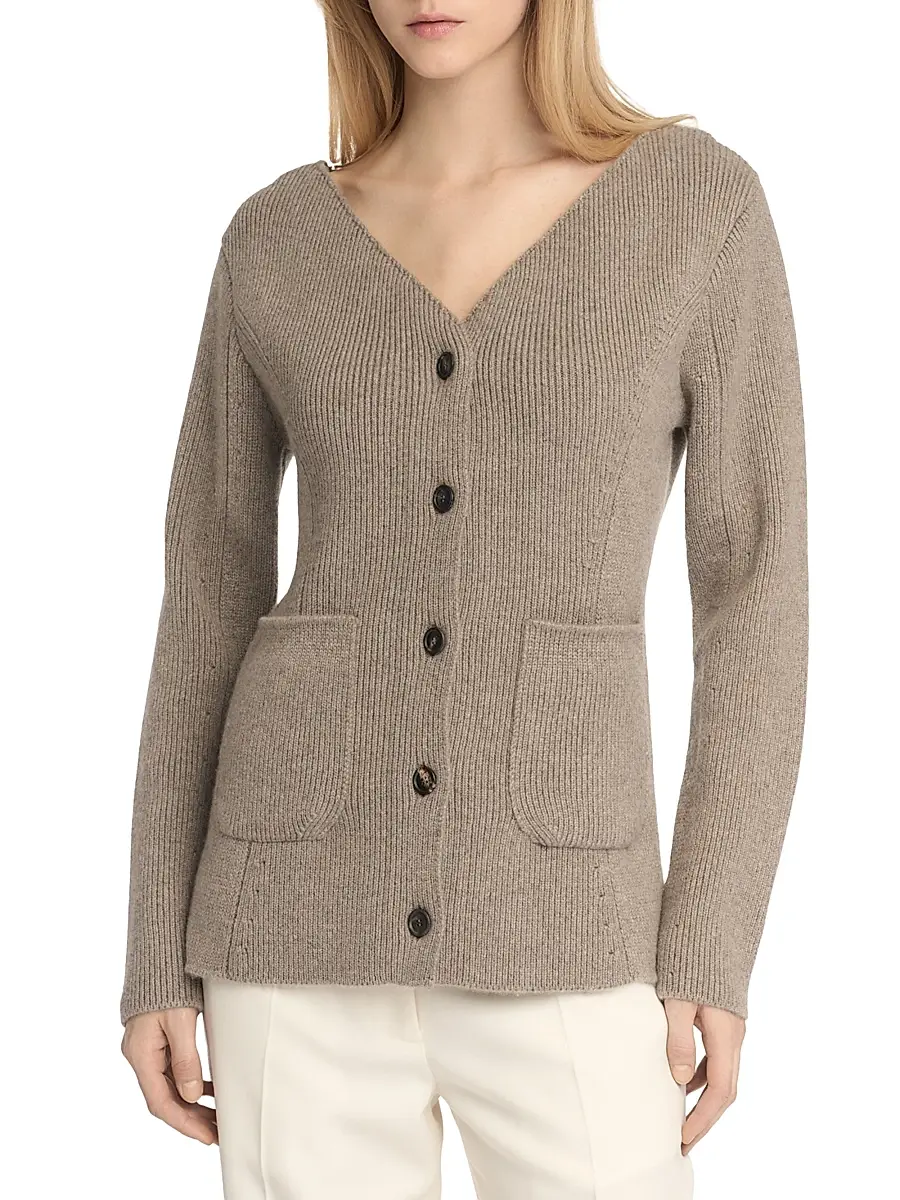 Malo Women's Rib-Knit Cashmere Pocket Cardigan | Thumbnail 4 Malo Women's Rib-Knit Cashmere Pocket Cardigan | Thumbnail 4