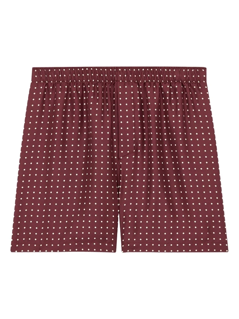 Saint Laurent Men's Boxers in Dotted Silk - Bordeaux