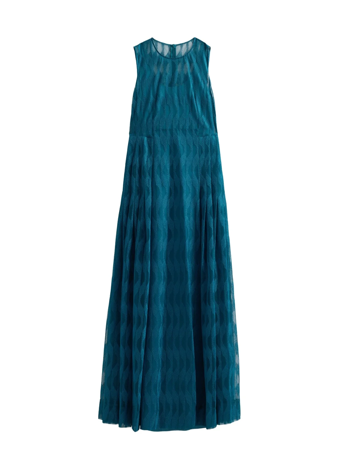 Akris Women's High Plains Embroidered Tulle Sleeveless Pleated Gown