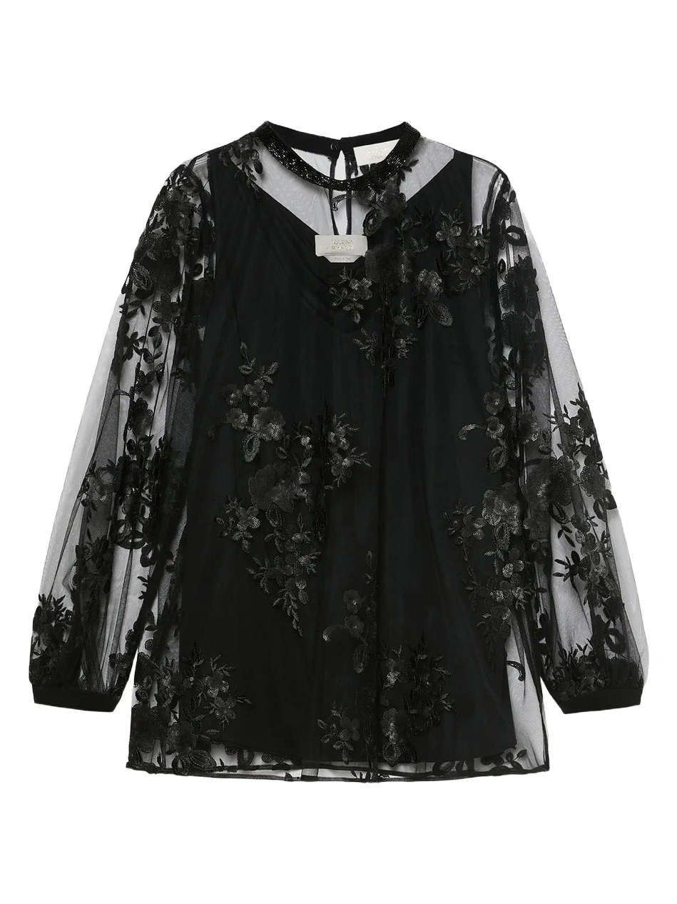 Women's Embroidered Tulle Blouse Women's Embroidered Tulle Blouse