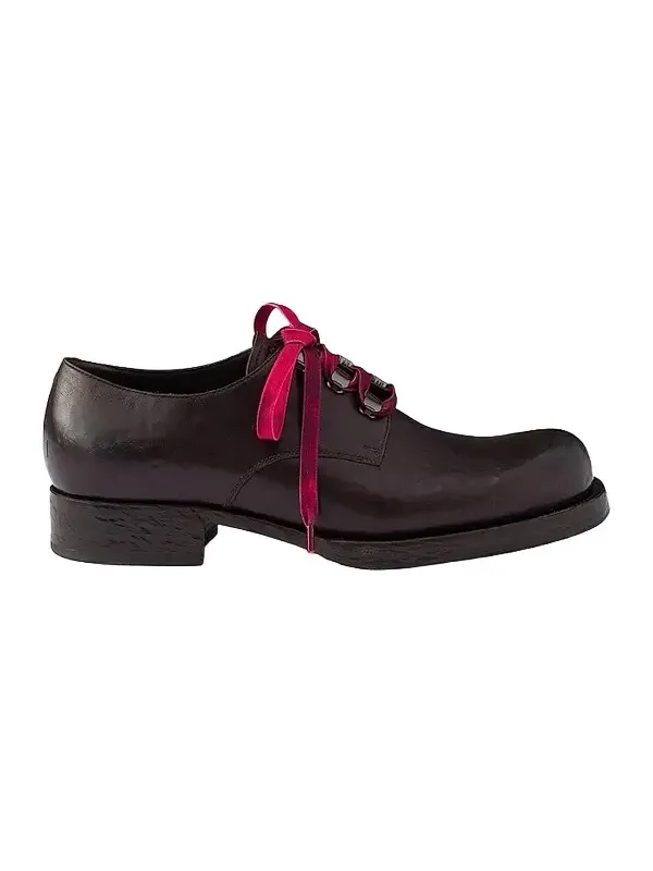 Prada Men's Antiqued Leather Lace-Up Shoes