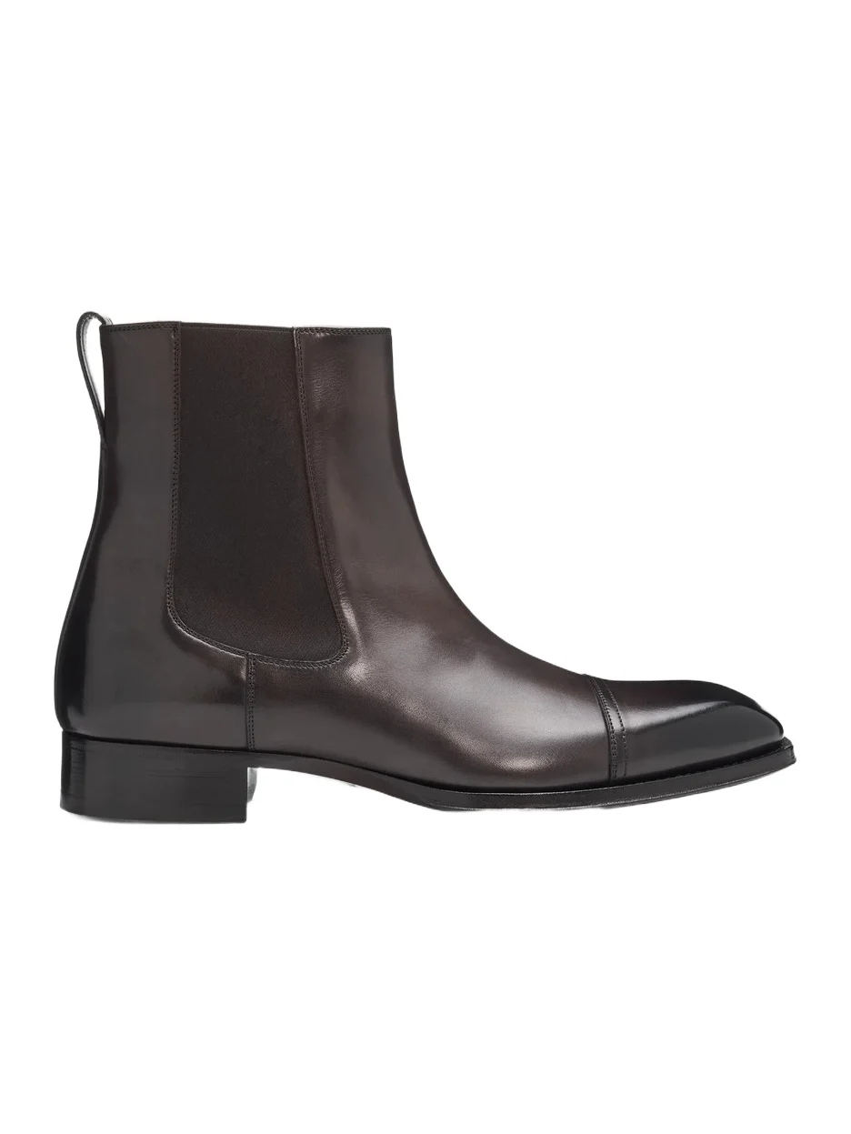 Tom Ford Men's Elkan Burnished Leather Chelsea Boots