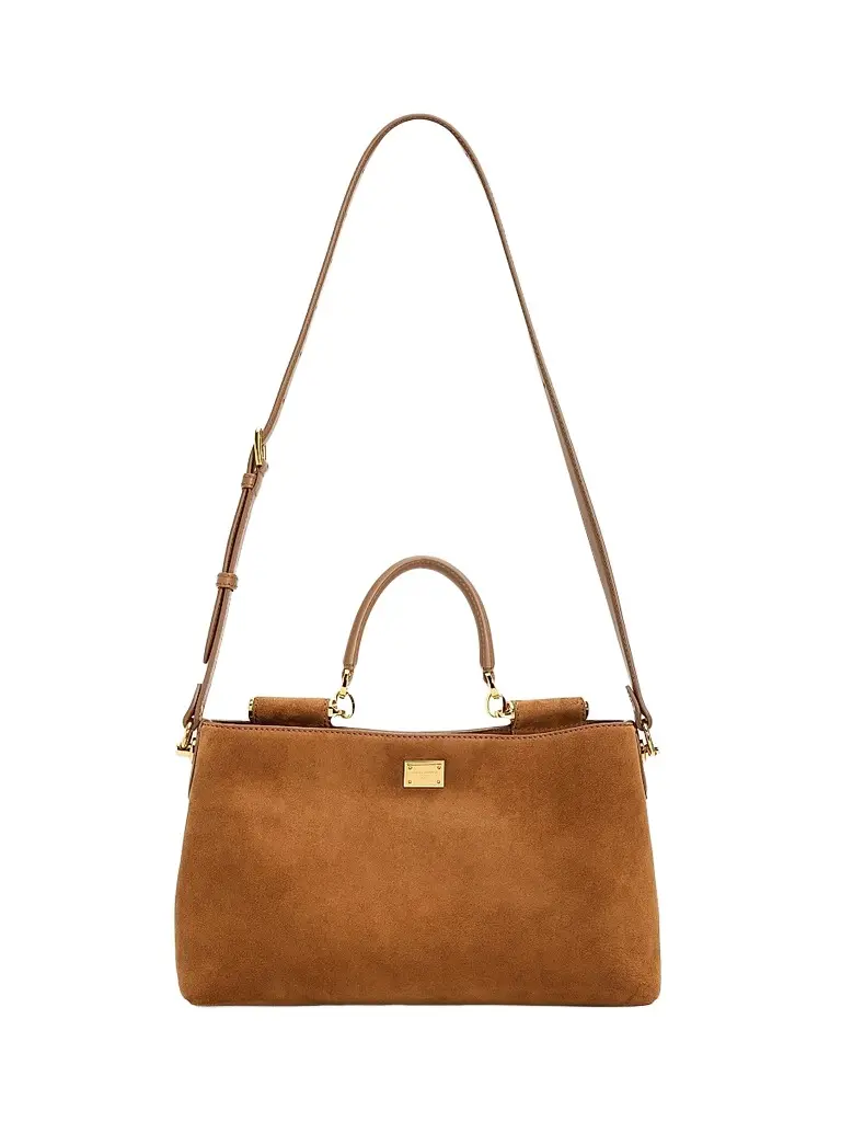 Dolce & Gabbana Women's Vittoria Suede Shoulder Bag - Cammello Caramello | Image 1 Dolce & Gabbana Women's Vittoria Suede Shoulder Bag - Cammello Caramello | Image 1