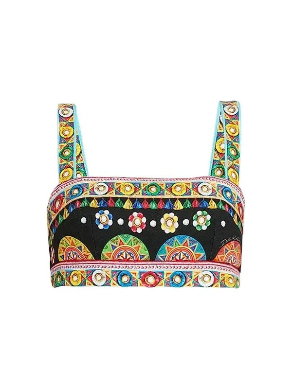 Dolce & Gabbana Women's Geometric Stretch-Cotton Crop Top