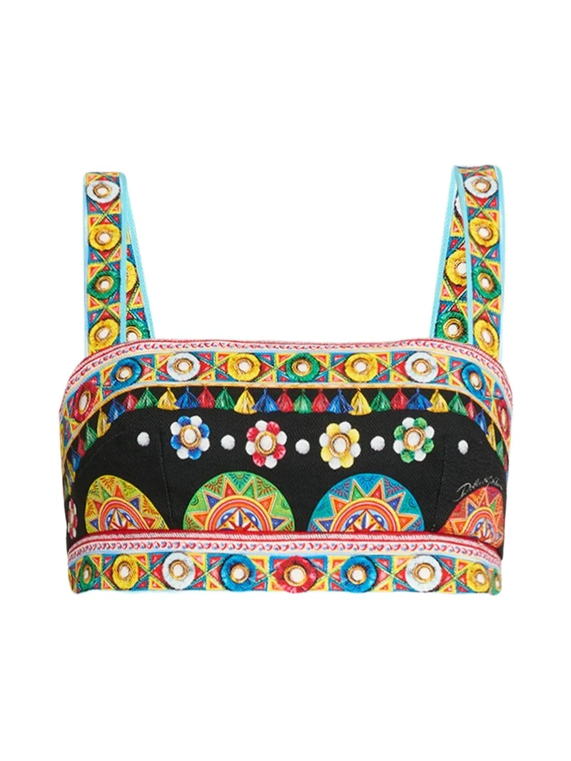 Dolce & Gabbana Women's Geometric Stretch-Cotton Crop Top