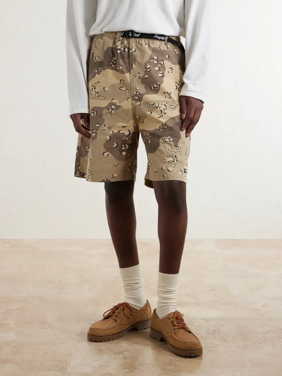 KAPITAL Easy Straight-Leg Herringbone Camouflage-Print Cotton Shorts - Men | Thumbnail 3