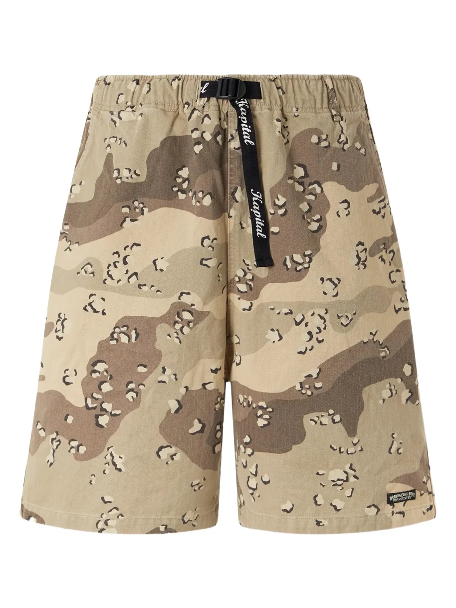 KAPITAL Easy Straight-Leg Herringbone Camouflage-Print Cotton Shorts - Men
