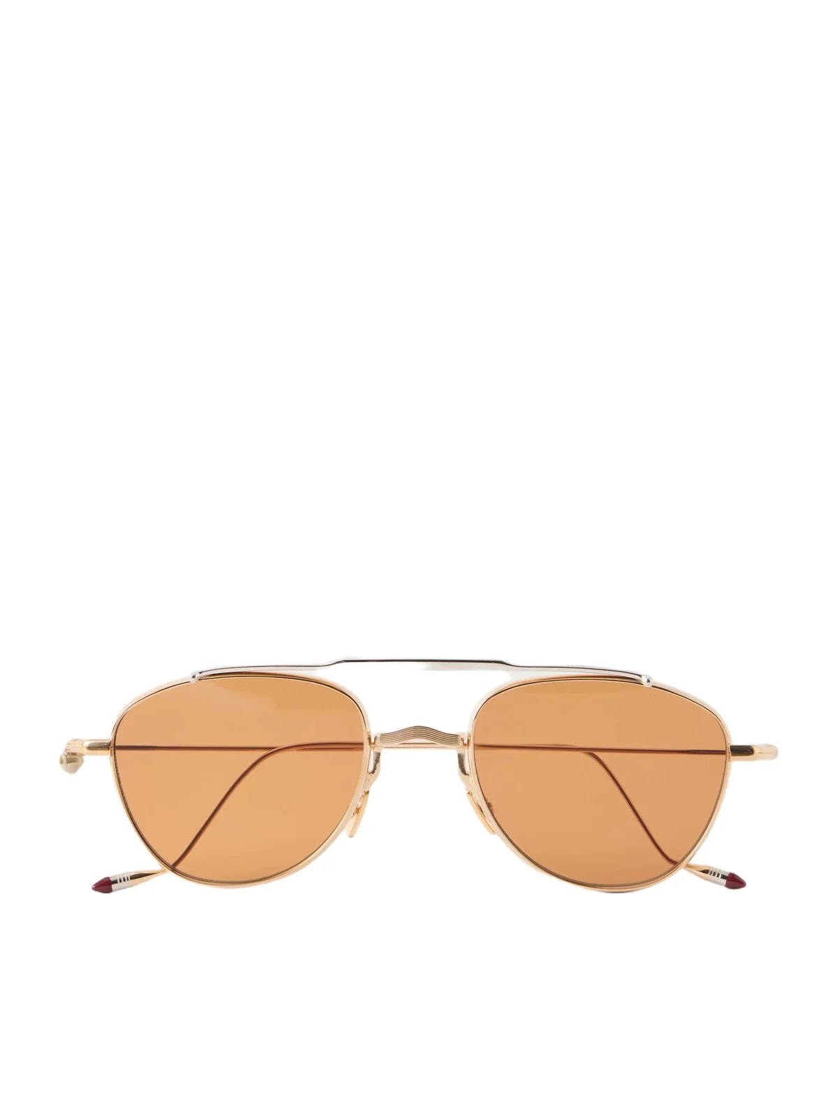 Flynn Double-Bridge Aviator-Style Two-Tone Metal Sunglasses - Men Flynn Double-Bridge Aviator-Style Two-Tone Metal Sunglasses - Men