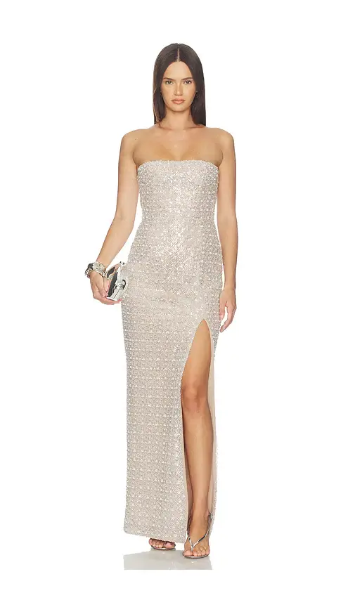 Bronx and Banco Allegra Pearl Veronica Maxi Dress With Slit | Image 1 Bronx and Banco Allegra Pearl Veronica Maxi Dress With Slit | Image 1