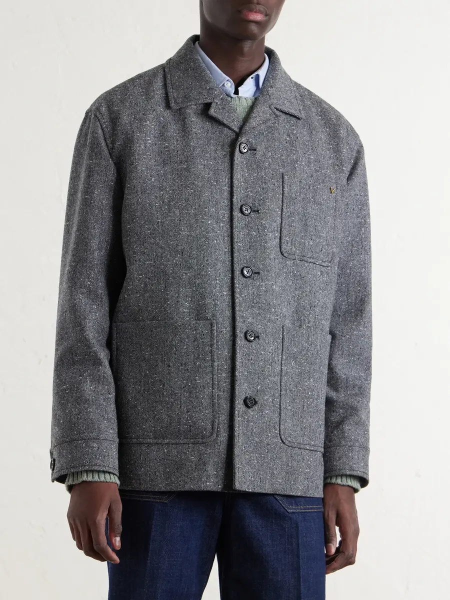 Valentino Garavani VLogo-Embellished Mélange Virgin Wool Blouson Jacket - Men | Thumbnail 3 Valentino Garavani VLogo-Embellished Mélange Virgin Wool Blouson Jacket - Men | Thumbnail 3