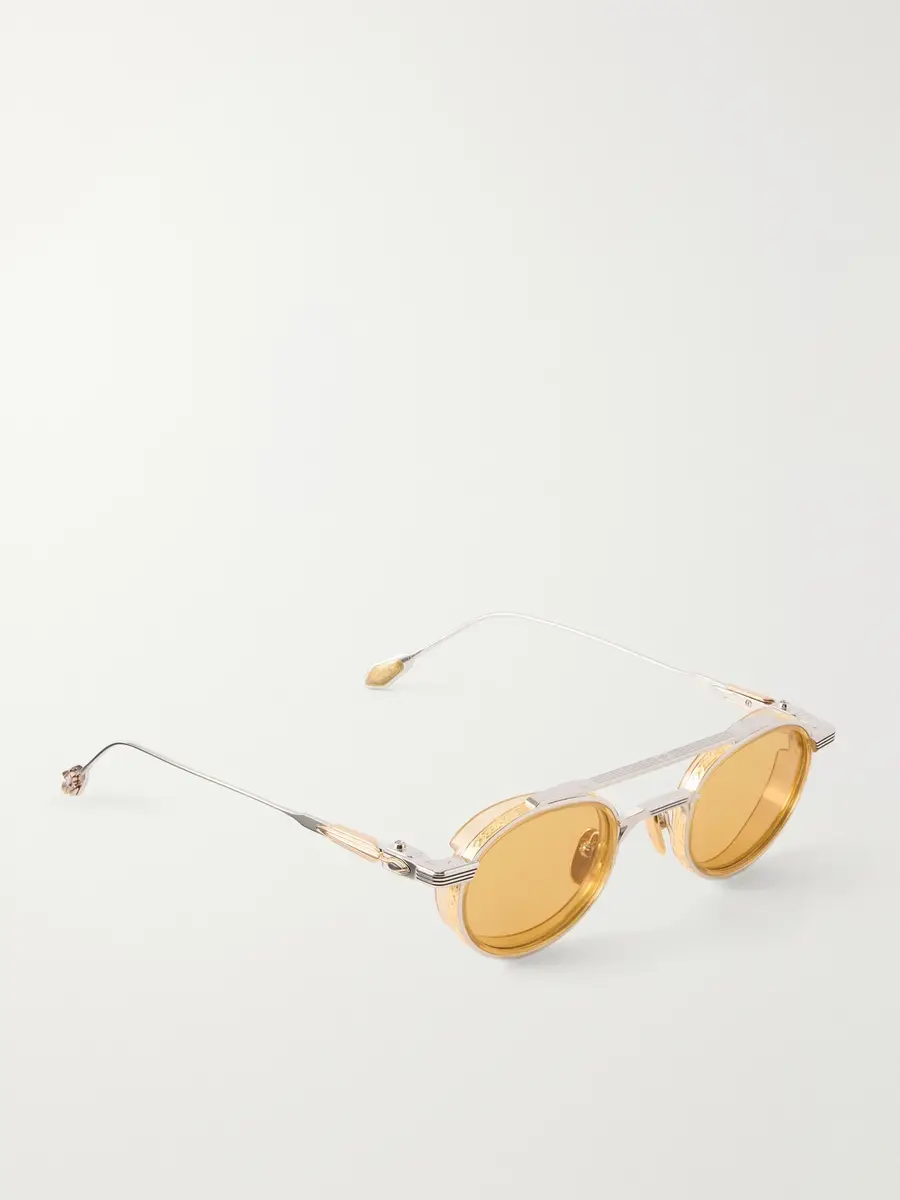 Jacques Marie Mage Livingston Double-Bridge Round-Frame Gold-Plated and Silver-Tone Titanium Sunglasses - Men | Thumbnail 4
