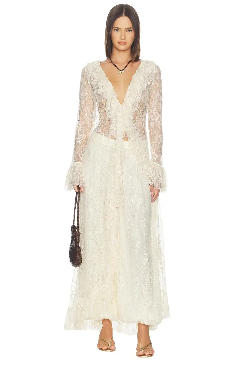 Hemant & Nandita Ruffled Front Open Cape