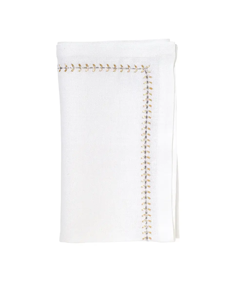 Kim Seybert Silver/Gold Herringbone Napkin | Thumbnail 2