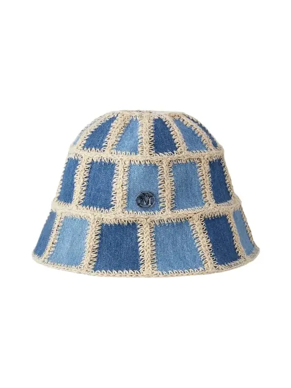 Maison Michel Pablo Denim Patchwork Crochet Bucket Hat