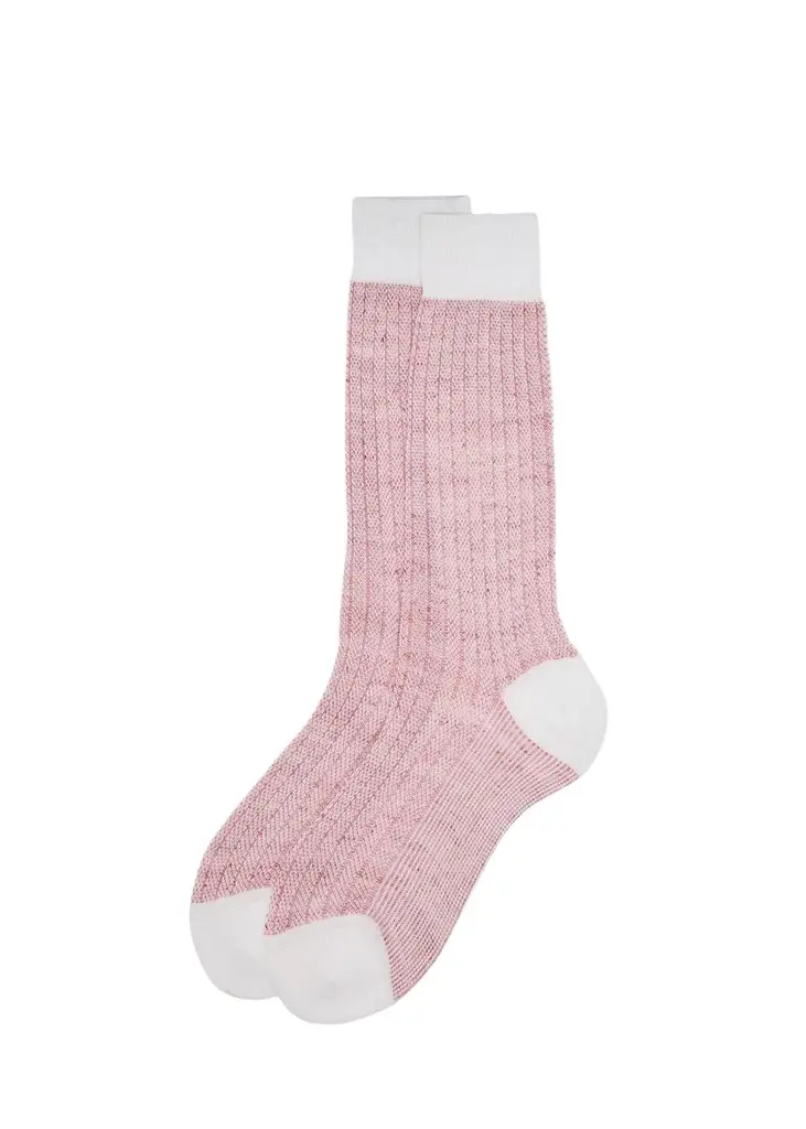 Bresciani Men's Cotton and Linen Birdseye Rib Crew Socks