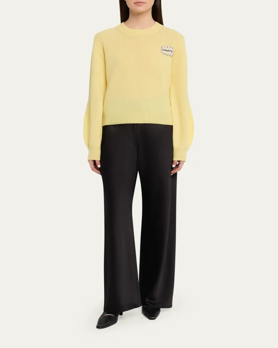 Marni Logo Patch Cashmere Crewneck Sweater | Thumbnail 2 Marni Logo Patch Cashmere Crewneck Sweater | Thumbnail 2