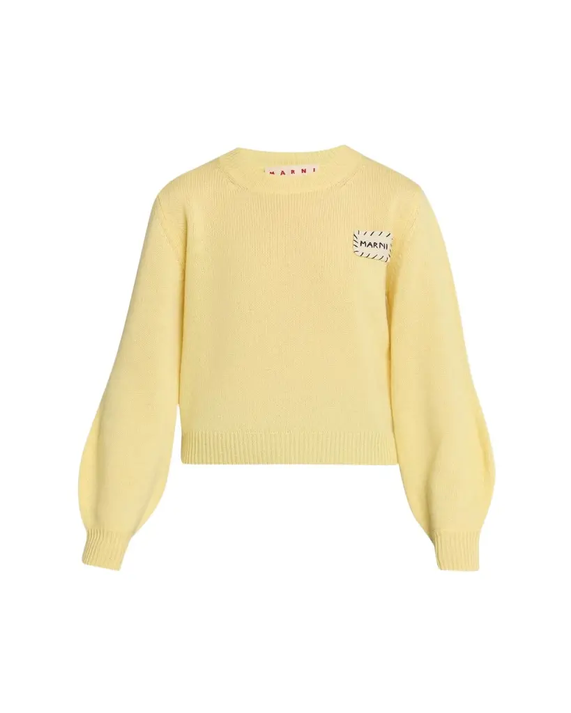 Marni Logo Patch Cashmere Crewneck Sweater | Image 1 Marni Logo Patch Cashmere Crewneck Sweater | Image 1