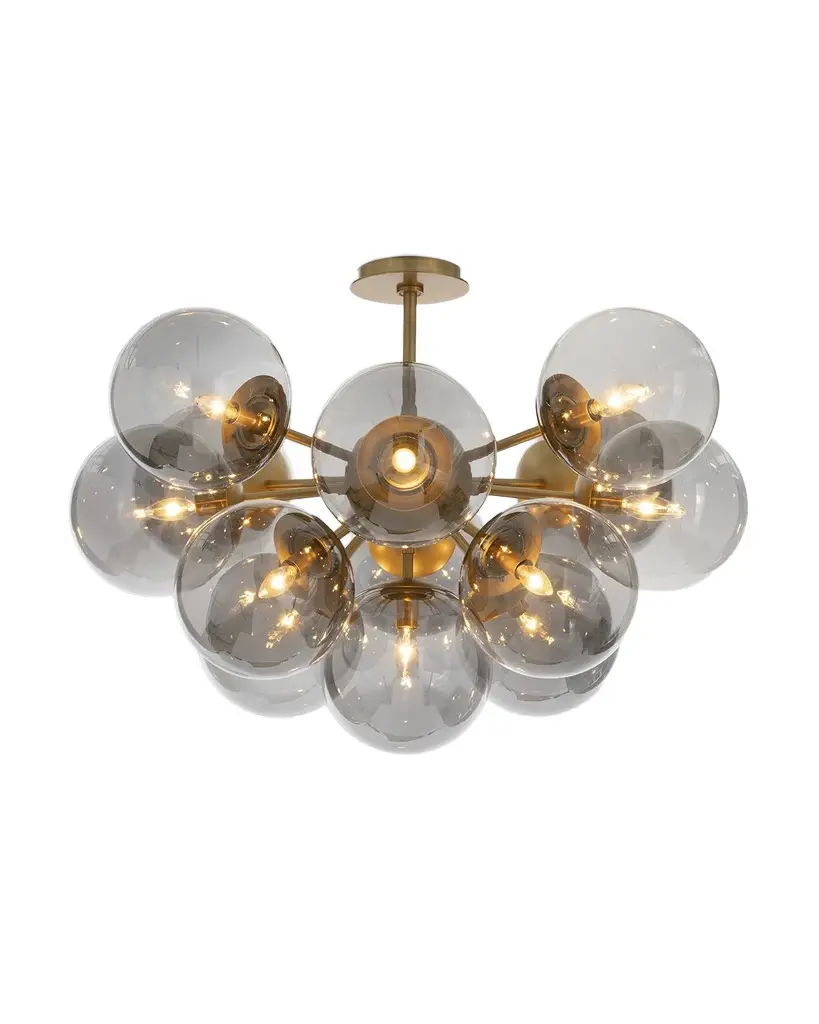 Regina Andrew Shine 34" 13-Light Flush Mount, Smoke Glass