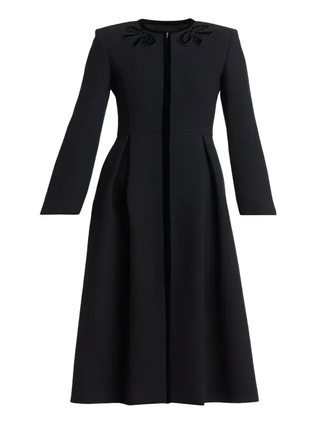 Valentino Garavani Tailored Velvet Trim Coat Dress