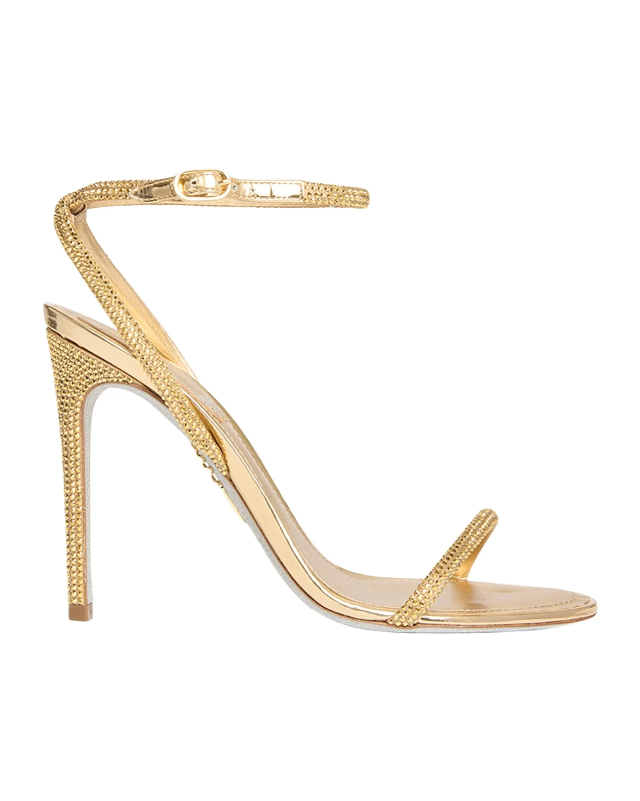 105mm Embellished Metallic Leather Ankle-Strap Sandals