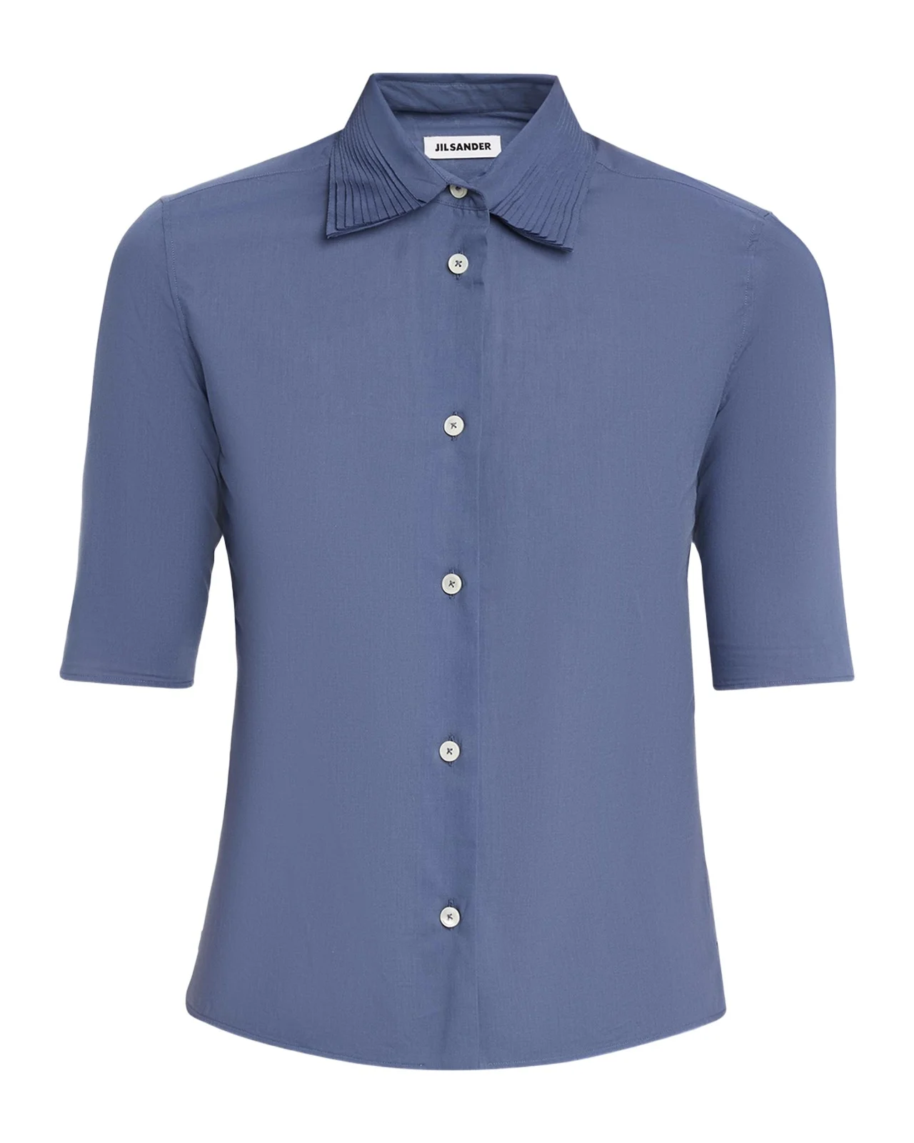 Jil Sander Layered Collar Short-Sleeve Cotton Button-Down Shirt
