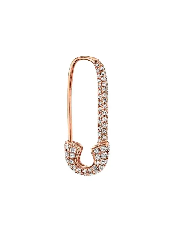 18K Rose Gold Diamond Pave Safety Pin Earring, Single (Left) 18K Rose Gold Diamond Pave Safety Pin Earring, Single (Left)