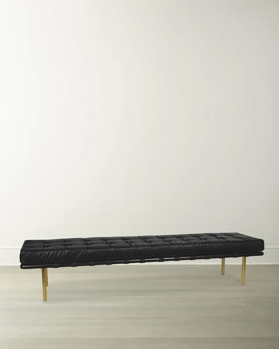 Regina Andrew Tufted Leather Gallery Bench, 78"
