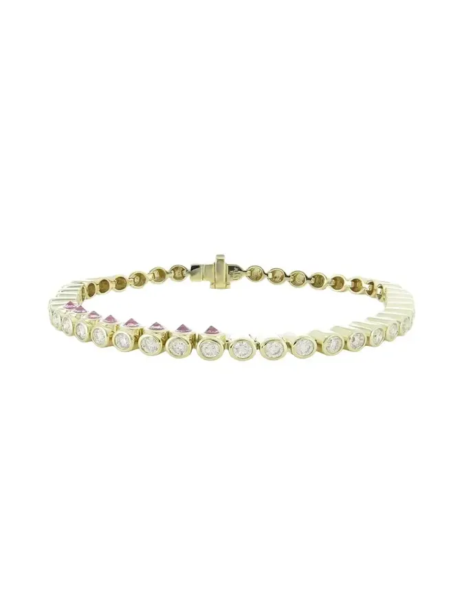 TUBBO SIDEWAY Pink Sapphire and Diamond Tennis Bracelet