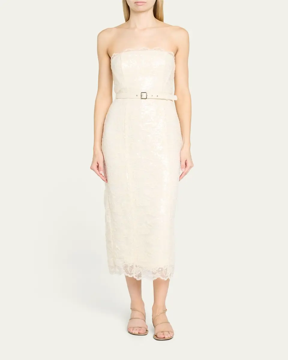 Toccin Vivian Belted Sequined Lace Midi Dress | Thumbnail 2 Toccin Vivian Belted Sequined Lace Midi Dress | Thumbnail 2