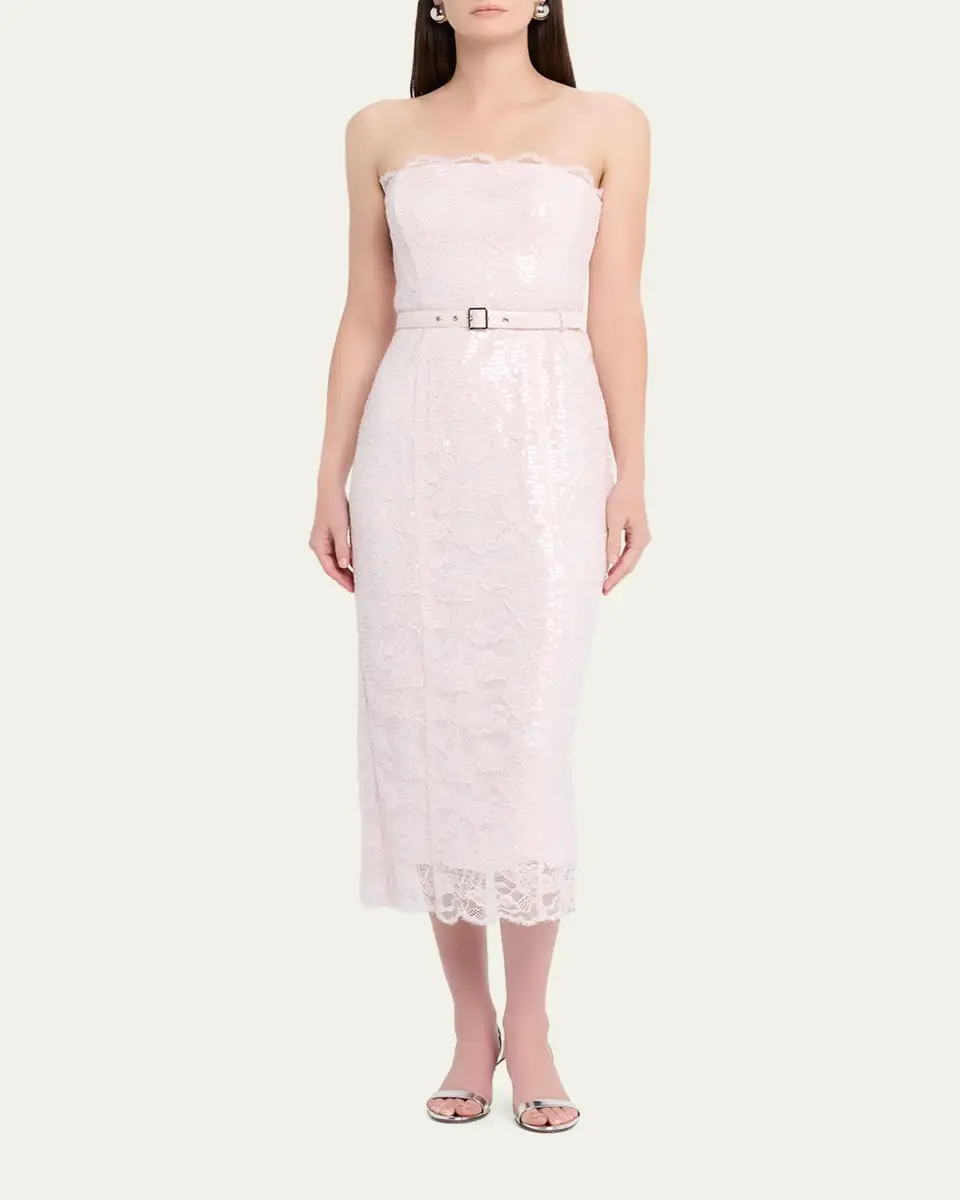 Toccin Vivian Belted Sequined Lace Midi Dress | Thumbnail 6 Toccin Vivian Belted Sequined Lace Midi Dress | Thumbnail 6
