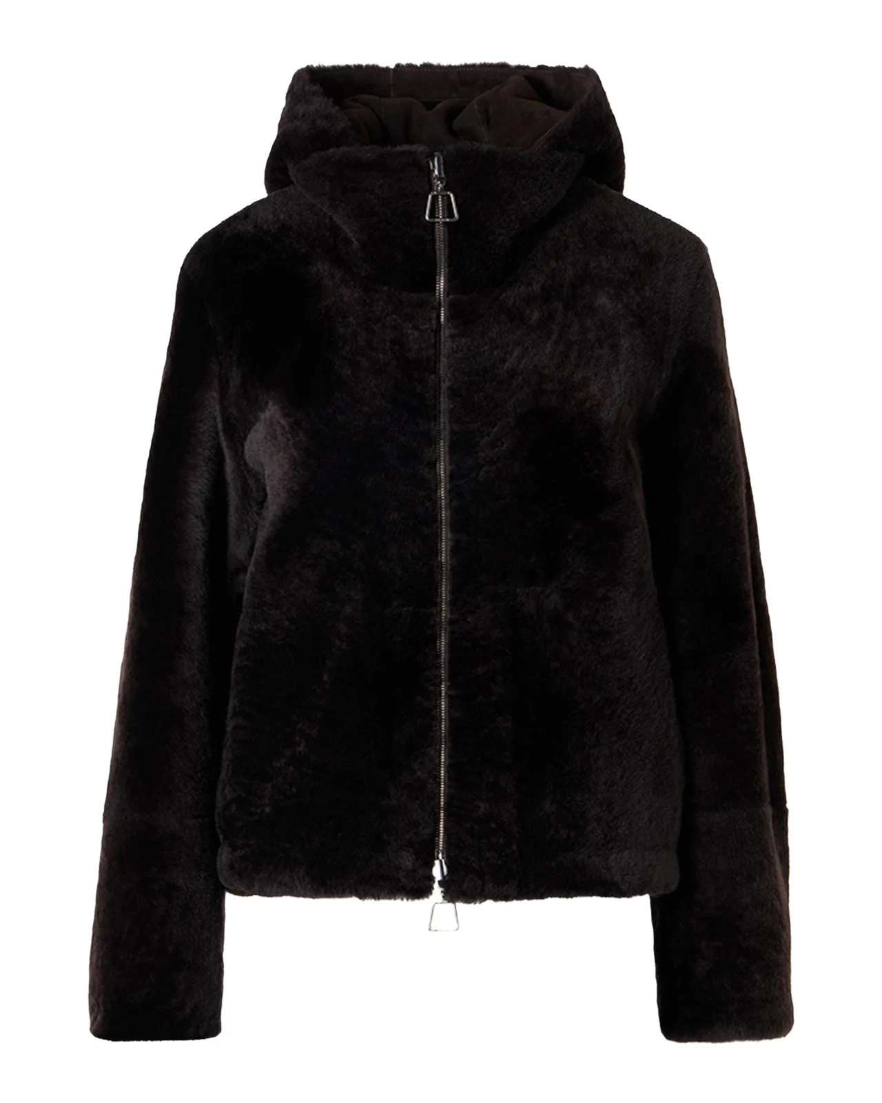 Akris Dino Reversible Lamb Shearling Zip Jacket With Detachable Hood