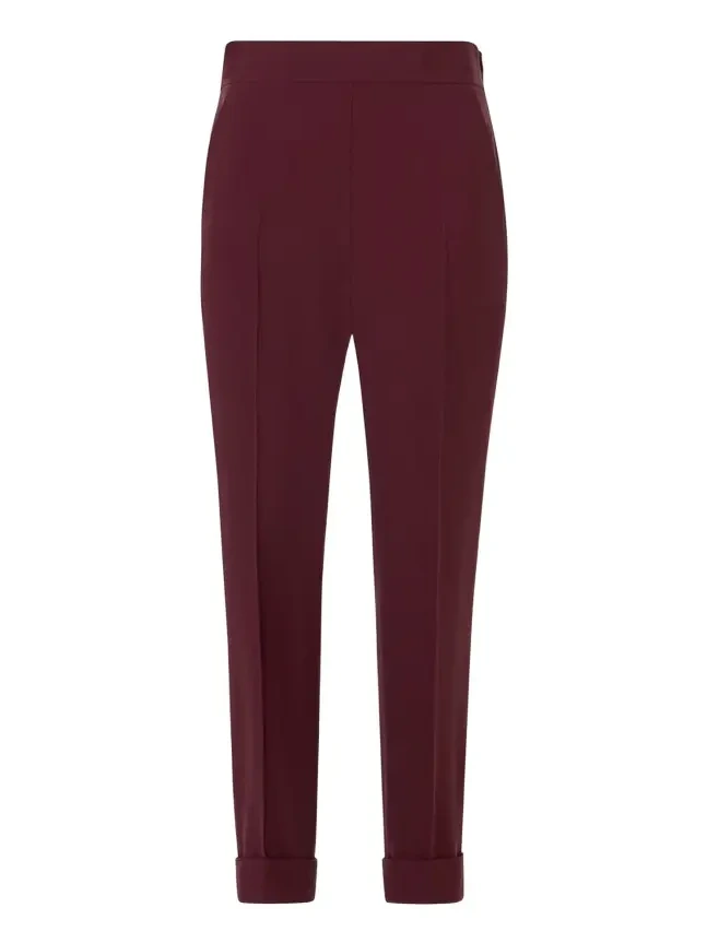 Viscose-Crepe Tapered Leg Ankle Cuffed Pants