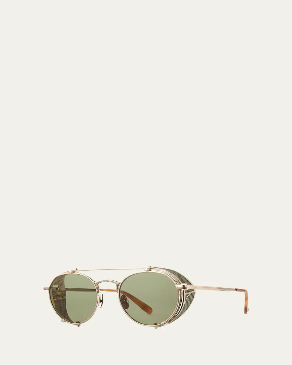 Garrett Leight Men's Ocampo Metal Round Sunglasses with Side Shields | Thumbnail 2 Garrett Leight Men's Ocampo Metal Round Sunglasses with Side Shields | Thumbnail 2