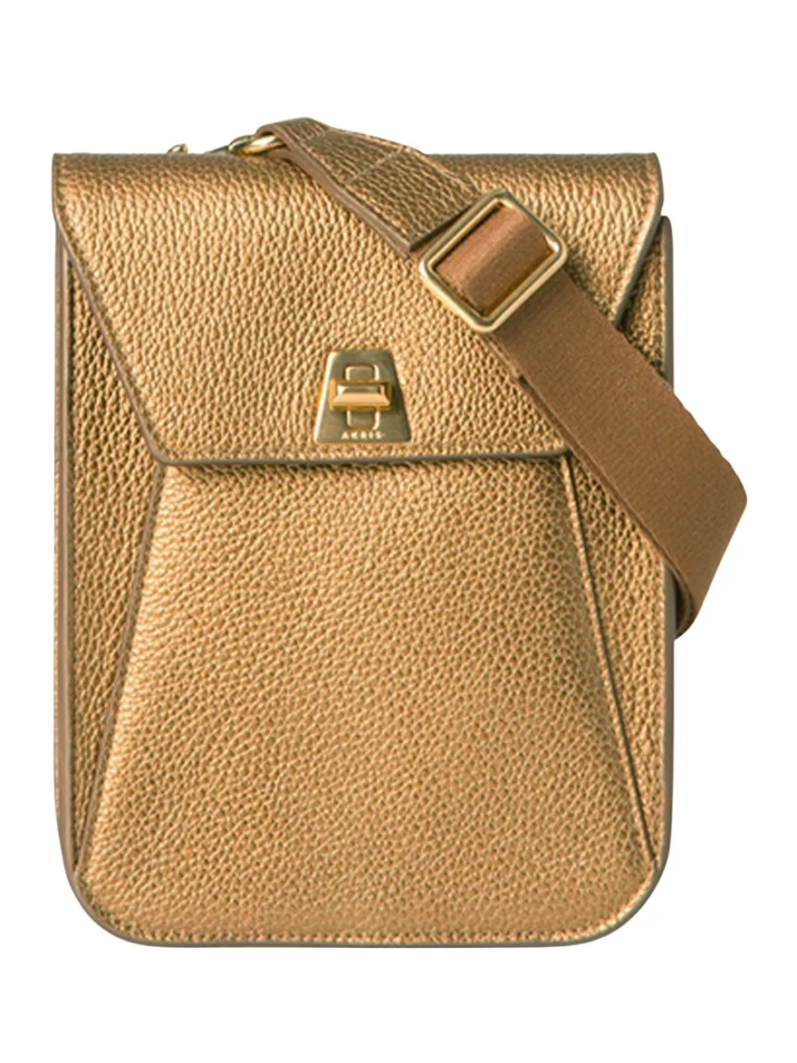 Akris Anouk Mini Metallic Leather Messenger Bag